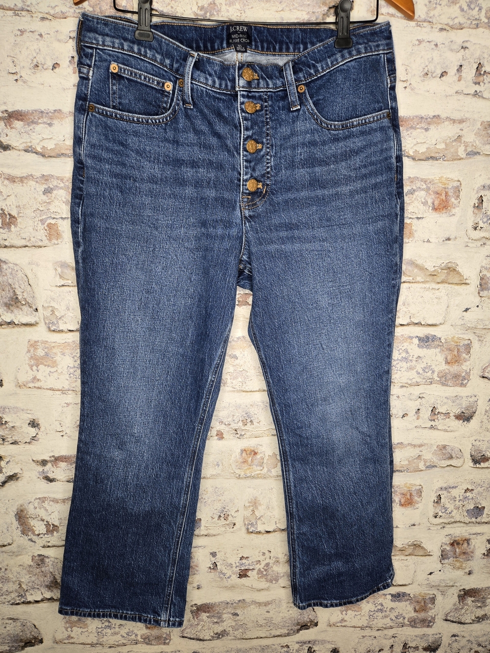 J. Crew Women's Mid-Rise Flarw Crop Button-Fly Blue Jeans Size 30.